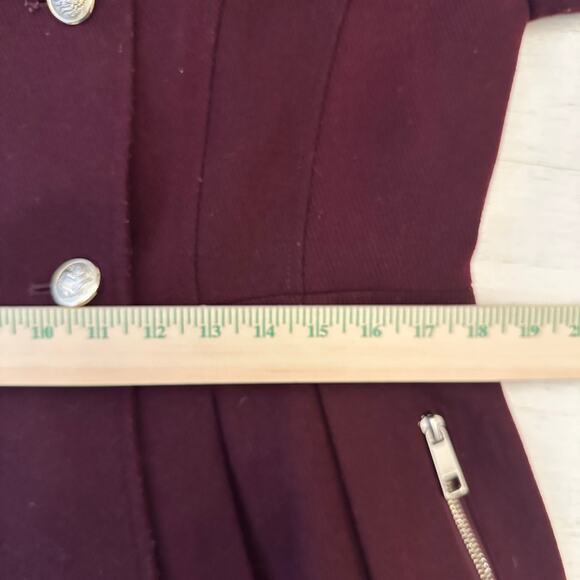 Guess Women's Pleated Wool Blend Flared Coat Burgundy Size Large - Picture 13 of 14